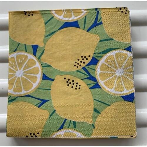 Decoupag paper napkins wedding birthday party Christmas vintage tissue lemon flower striped beautifly servilletas table decor