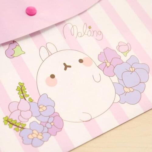 1pc Kawaii Girl Snaps File Bag Data Storage Bag Pencil Case Student Office Stationery Waterproof And Dustproof Document Folder