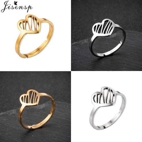 Jisensp 2021 New Stainless Steel Finger Rings Hollow Broken Heart Ring Women Engagement Anniversary Original Jewelry Gift