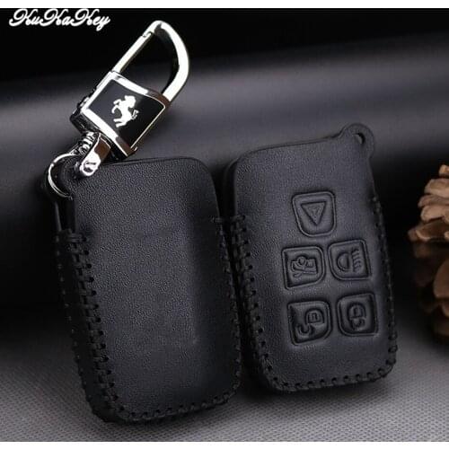 Leather Car Key Case Cover Bag For Land Rover Freelander A8 A9 Discovery Defender Jaguar XF XK X-type Key rings Chain Holder Fob