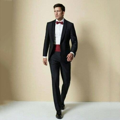 Handsome Groomsmen Shawl Lapel Groom Tuxedos Mens Wedding Dress Man Jacket Blazer Prom Dinner (Jacket+Pants+Tie) K10