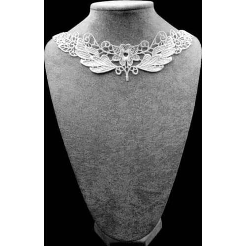 1 Piece 31*13cm White Neckline Lace Craft Sewing Lace Collar Venise Motif Applique Trims DIY Craft