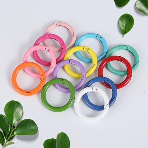 10Pcs/lot Metal Spring Gate O Ring Openable Round Carabiner Keychain Bag Clips Hook Dog Chain Buckles Connector for DIY Jewelry