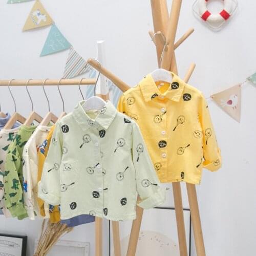Toddler Boy Fashion Shirts Spring Autumn Kids Long Sleeve Cotton Tops Korean Print Baby Casual Shirt for Boy 2-8 Y Child Clothes