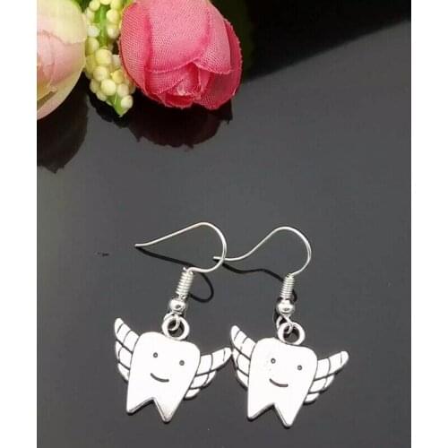 HOT-Fashion Jewelry-Earrings-Alloy-Doctors gift-Tooth Fairy-Charm-Drop Earrings-Pendant-Tibetan silver-for woman gift-05
