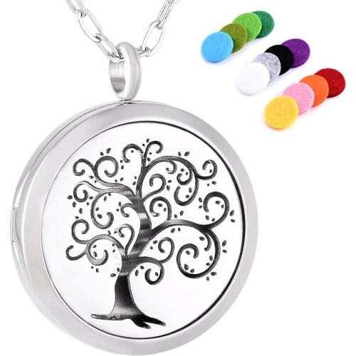 Multiple Design/ 6 Style 316L Stainless Steel Round Aromatherapy Locket Jewelry Essential oil Diffuser Pendant for Women Men