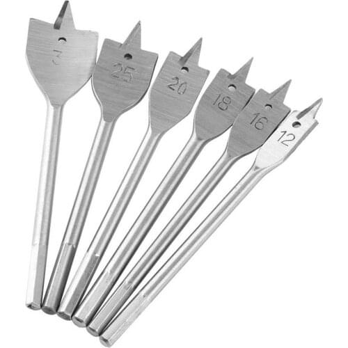 6Pcs Flat Spade Wood Drill Bit Set Hole Cutter Cutting Borer 12/16/18/20/25/35mm