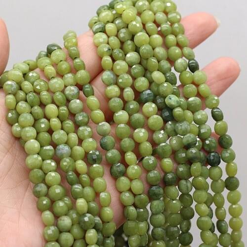 6mm natural stone semi-precious stone oblate faceted beaded dark green aventurine For DIY Necklace Bracelet Making Jewelry Gift