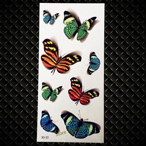 New Vivid Body Art Flash Temporary Tattoo Sticker 3D Flying Butterfly Design Waterproof Tattoo For Women Arm Shoulder Tatoo GD22