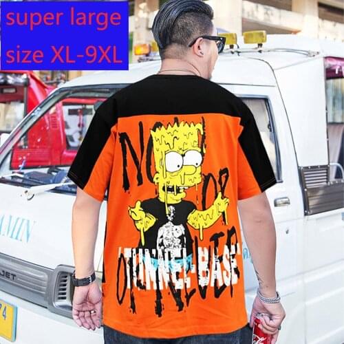 New Arrival Fashion Super Large Cotton Men Casual Super Short Sleeve O-neck Print Knitted T Shirt Plus Size 2XL-6XL 7XL 8XL 9XL