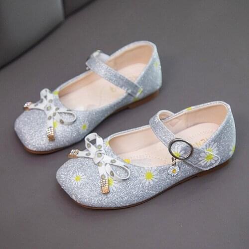 Flower Girl Shoes Fashion Bow Princess Dress Leather Shoes For Big Kids Black School Shoes Autumn New Children Shoes 3 -12 Year