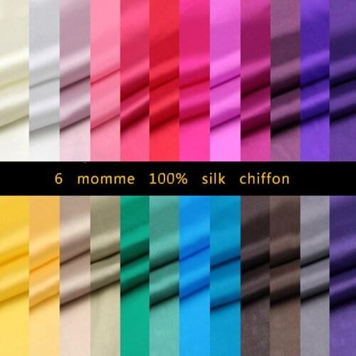 5 meters/lot) wholesale 6 mm 100% silk fabric for sewing chiffon fabrics solid clothing cloth tissu telas DIY thin skirt gown