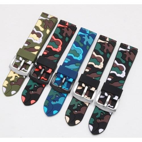 Watch Accessories Band 18 20 22 24mm for Seiko Casio Tissot FIYTA CK Series army Watch Strap Silicone Camo Watch Strap Bracelet