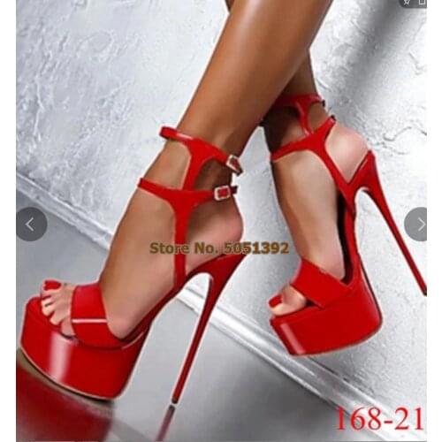 Super High Heel Solid Sandals Platform Fashion Women Shoes Peep-toe Sandals Sexy Buckle Strap Elegant Party Wedding Shoes
