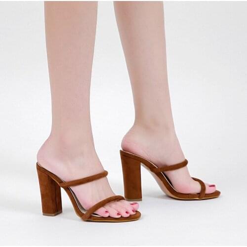 Slippers Women Flip Flop Zapatos De Mujer Pumps High Heels Square Heel Open Toe Sandalias Femininas Summer Shoes Slides Sandals