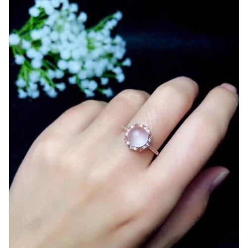 Natural And Real Rose Quartz luxury ring ring Free shipping gemstone 925 sterling silver Fine jewelry