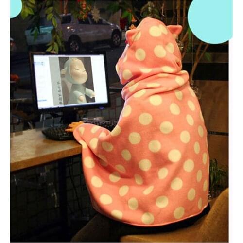 Warm Fleece Travel Blanket with hat for Sofa TV Office Shawl Throw Blanket Travel Plan Plaids for family bedding 72X150 CM