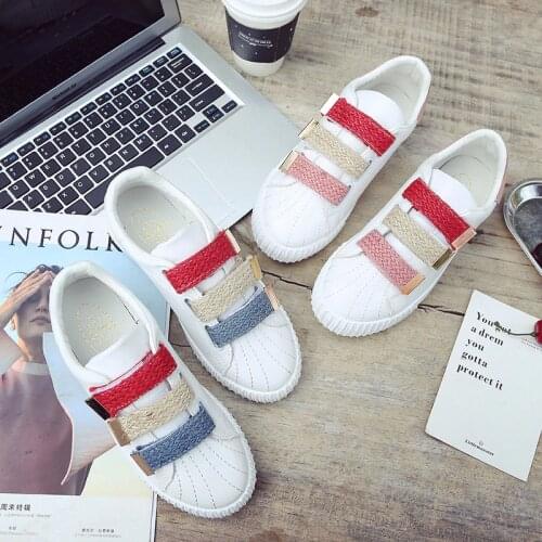 Allmatch Hook Loop White Shoes Woman Breathable Sports Shoes Flat tide Korean Students Skateboarding Shoes Comfort Trend Shoe