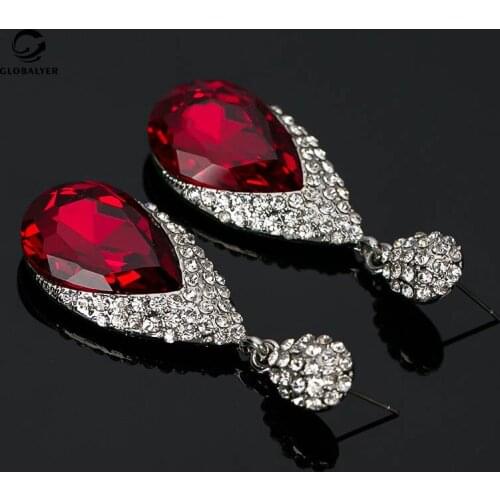 South Korea fashion Water drop crystal Exaggerated oversized earrings Bridal long earrings Girls' gifts for boys 135