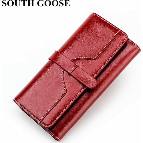 Genuine Leather Women Wallets Classic Luxury Long Hasp Clutch Purse Female RFID Blocking Card Holder Large Capacity Money Bag
