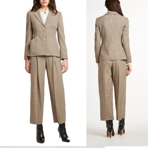 2 Pieces Houndstooth Women Suits Coat+Pant Fashion Formal Suits For Women Custom Made Evening Party