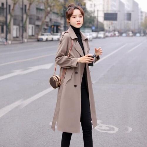 Trench Coat For Women With Lining Spring Trench Femme 2021 Plus Size 4XL Double Breasted Coat Belt Jacket Lady Tops Autumn