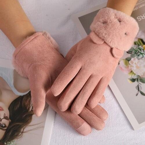 Winter Gloves Women Touch Screen Mittens Girls Plush Furry Glove Women Autumn Winter Outdoor Thick Warm Cycling Fashion Glove