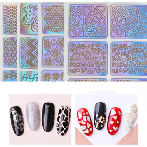 1 Sheet DIY Nail Art Hollow 3D Laser Sticker Nail Art DIY Tips Nail Print Template Accessories False Nails Fake Nails