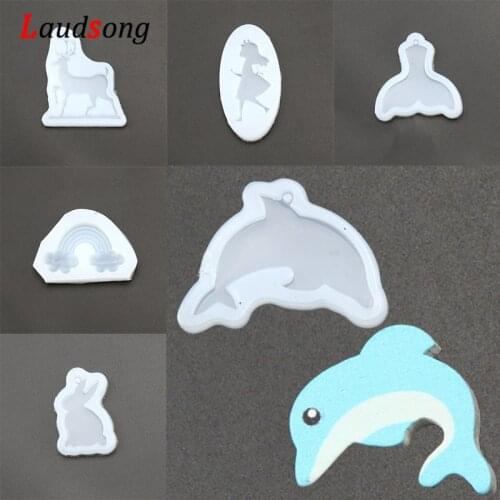 1pcs Dolphin Crown Deer Heart Rabbit Silicone Mold Resin Silicone Mould handmade DIY Jewelry Making Epoxy Resin Molds Supplies
