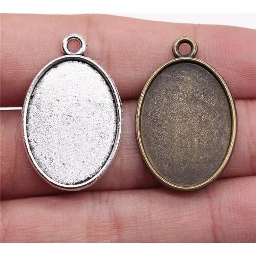 10pcs 13x18mm 18x25mm Inner Size Simple Oval Shape Zinc Alloy Cameo Cabochon Base Setting Pendant