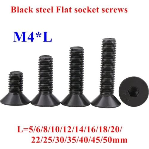 100pcs M4*5/6/8/10/12/16/20mm Hex socket flat head cap screw DIN7991 grade 10.9 alloy steel black Countersunk head screw bolts