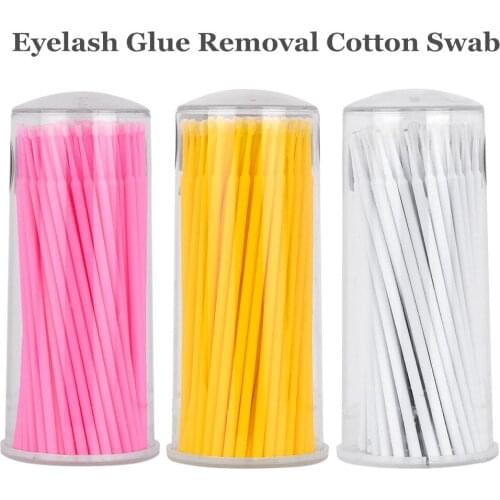 100pcs Professional Portable Disposable Cotton Swab 3 Colors Eyelash Extension Glue Removal Stick Cotton Swab Makeup Tool