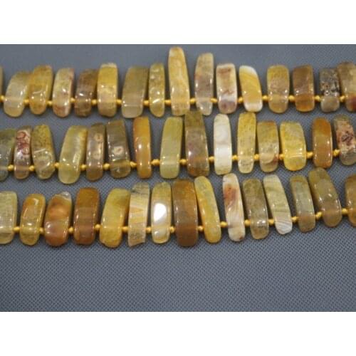 10x20-30mm 32pcs Yellow Gems Stone Point Pendant Beaded, Natural Druzy Faceted Stone Beads Gems Connector Pendant, 15.5inch DIY