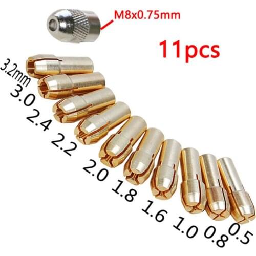 11Pcs Power Tool Mini Drill Brass Collet Chuck for Dremel Rotary Tool Dremel Accessories Machine Polishing Engraver Electric