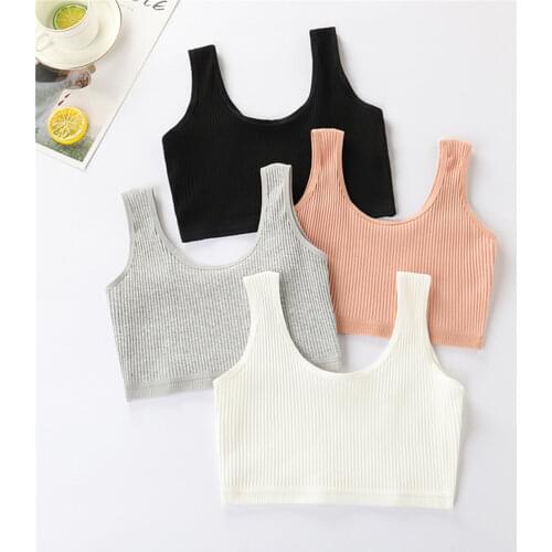 2 Pcs Soft Cotton Children Girls Underwear Kids Girl Solid Color Vest Bra Tank Top Crop Tops for Girl 9-16Years