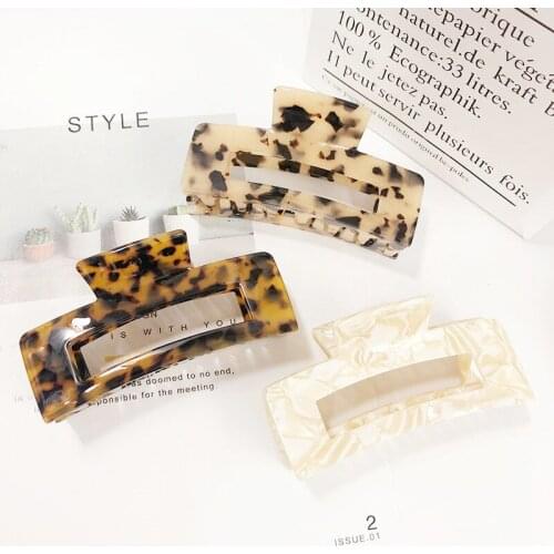 2021 Big Size Accetate Leopard Print Acrylic Hairpins Hair Clip Crab Hair Claws for Women Girl Hair Accessories Headdress Gifts