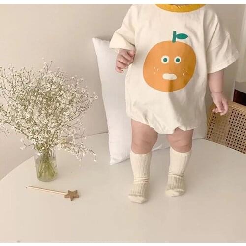 MILANCEL 2021 Summer New Baby Clothes Cute Fruit Bodysuit Korean Solid Infant Outfits Short Sleeve Cotton Clothing