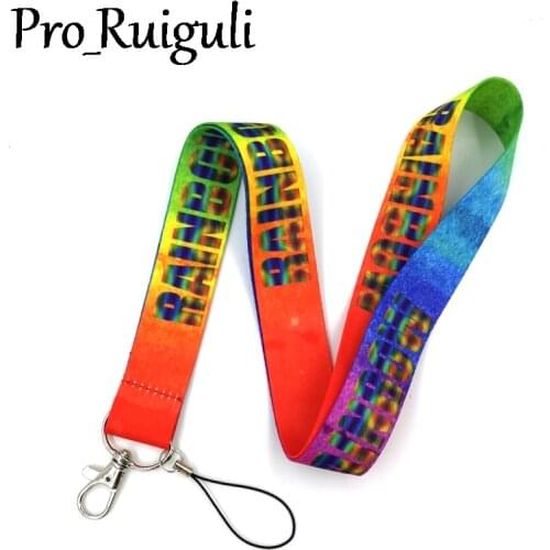30pcs Colorful Rainbow Lanyard for Keys Phone Cool Neck Strap Lanyard for Camera Whistle ID Badge Cute webbings ribbons Gifts