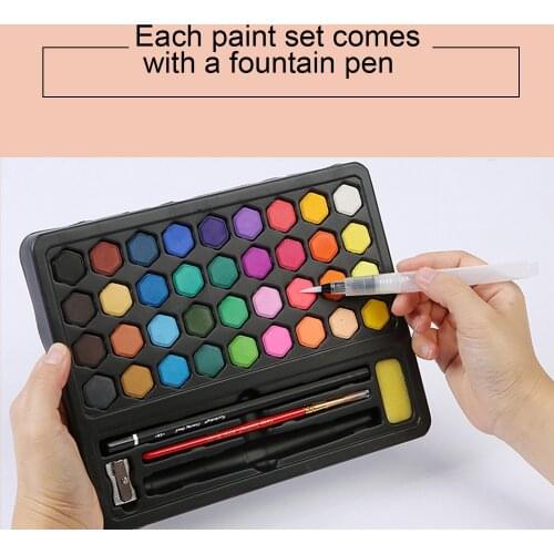 36-Colors Portable Watercolor Painting Solid Pigment Paint Set for Kids Adults Professional Beginners acuarelas profesionale Use
