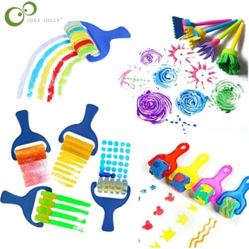 4pcs Rotate Paint DIY Drawing Flower Sponge Brushes Kids EVA Art and Crafts Brushes Painting Tool Children Educational Toys YJN