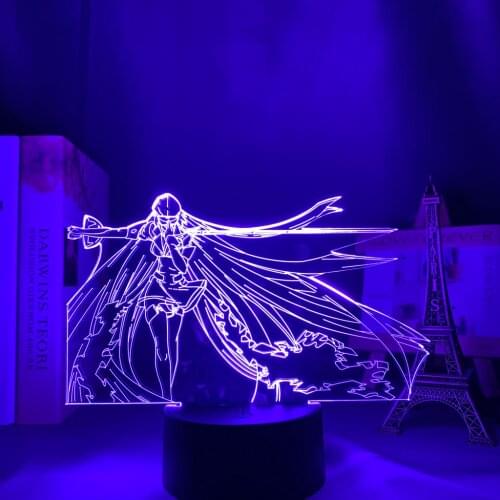 Acrylic Led Night Light Lamp Anime Akame Ga Kill for Bedroom Deco Light Manga Birthday Gift Akame Ga Kill Anime 3d Light Esdeath