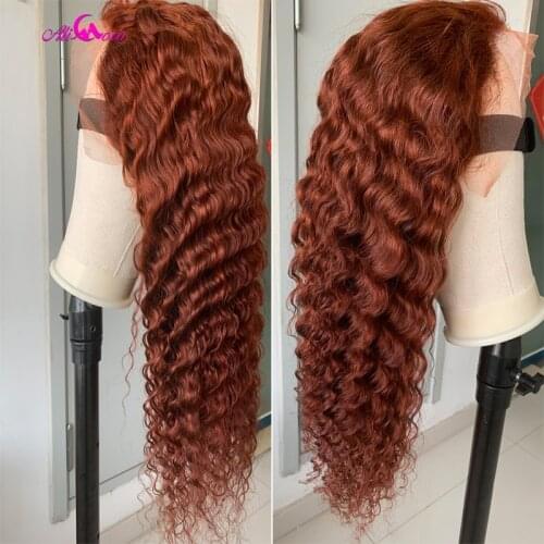 Ali Coco Orange Ginger Deep Wave Human Hair Lace Front Wigs 1B Orange Ombre Color Brazilian Remy Deep Wave Wigs Pre Plucked