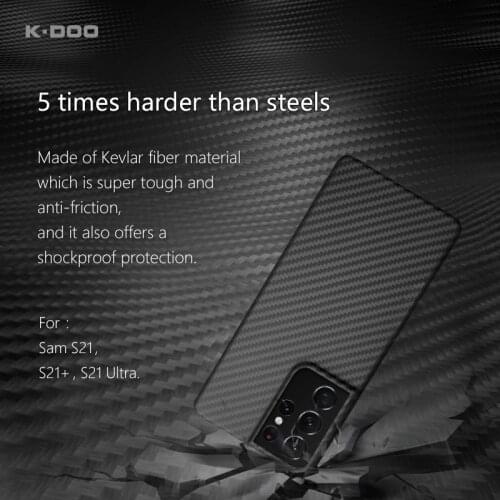 K-DOO Kevlar real carbon fiber case bulletproof material super durable phone back cover for Samsung s21/s21+/s21 ultra