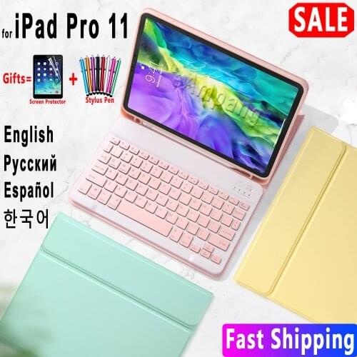 Case for iPad Pro 11 2020 Keyboard Case Apple iPad Pro 11 1nd 2nd Generation English Russian Spanish Korean Keyboard Case Mouse