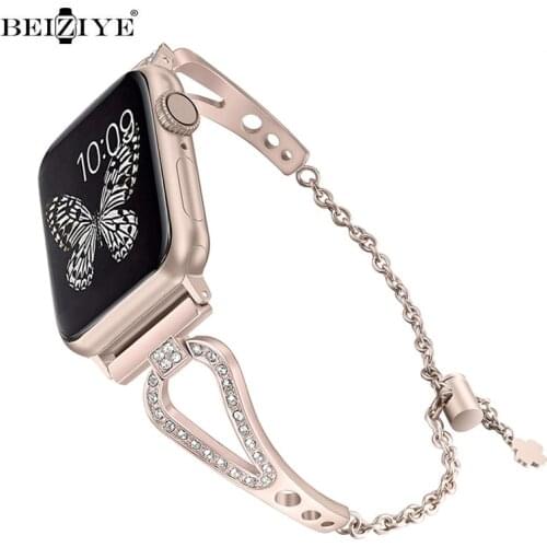 Women Bracelet for Apple Watch Band 38 42 40 44 mm luxurious Diamond Chains Strap Metal For iwatch Series 6 5 se 4 3 2 watchband