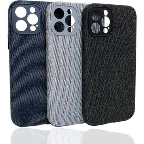 Hiha Canvas Phone Case For iPhone 12 11 Pro Max Mini XS X XR 8 7 Plus Cloth Texture Back Protective Cover