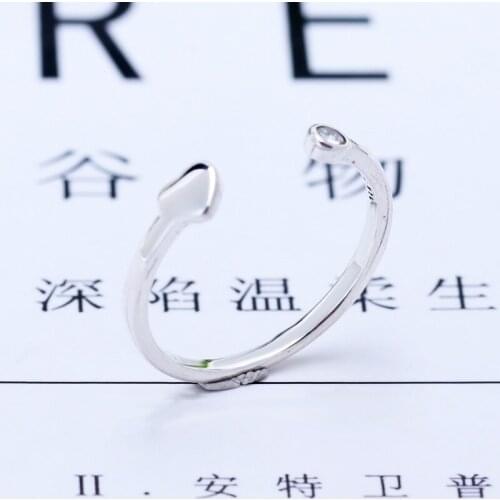2020 New Original 925 Silver Polished Heart Open Ring For Women Resizable Wedding Engagement Pan Rings DropShipping