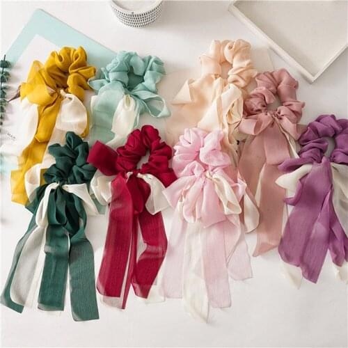 Korean Gentle Double Color Hair Scrunchies For Women Girls Chiffon Hair Rope Elastic Rubber Hair Band Headwear Hair Accessories