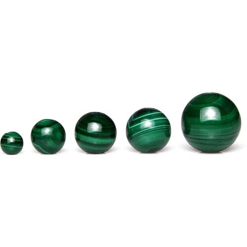 Natural Green Malachite Ball Quartz Crystal Round Beads Mineral Specimen Healing Crystal Stone Accessories DIY Jewelry Making