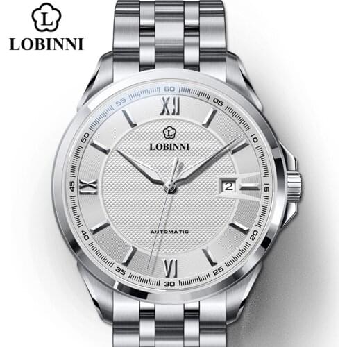 LOBINNI Top Brand Luxury Business Stainless Steel Men Watches Waterproof MIYOTA Auto Mechanical Skeleton Watches Cool Design